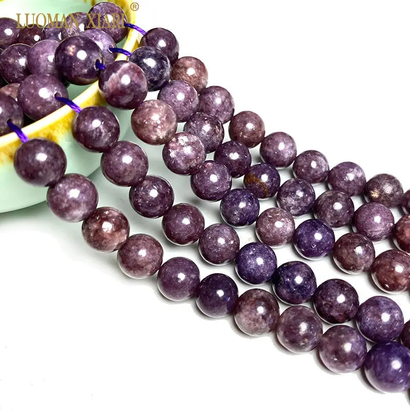 Natural Purple Lepidolite Round Gemstone Beads 6/8/10MM 1strand 15''