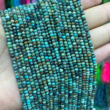 African Turquoise Faceted Wheel Shape Round Gemstone Beads 3*4MM