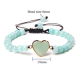 Heart Pendant Bracelet Natural Stone Beads Men Women Yoga Jewelry