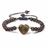 Heart Pendant Bracelet Natural Stone Beads Men Women Yoga Jewelry