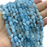 Natural Stone Aquamarine Irregular Gravel Spacer Beads 8-10mm