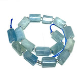 Aquamarine Loose Faceted Cylinder Gemstone Spacer Beads for DIY Bracelet