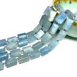 Aquamarine Loose Faceted Cylinder Gemstone Spacer Beads for DIY Bracelet