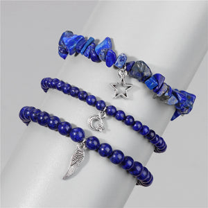 Natural Stone Bracelet Women Multilayer Beads Bracelet Pendant Amethyst Healing