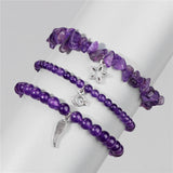 Natural Stone Bracelet Women Multilayer Beads Bracelet Pendant Amethyst Healing