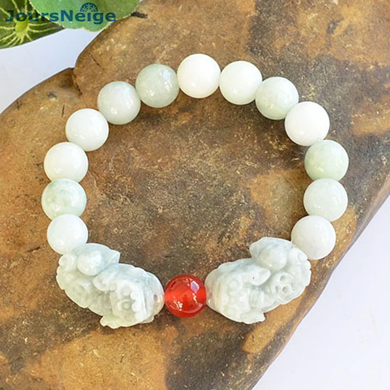 Natural Stone Double PiXiu Bracelet 10mm Lucky Men Women Jewelry