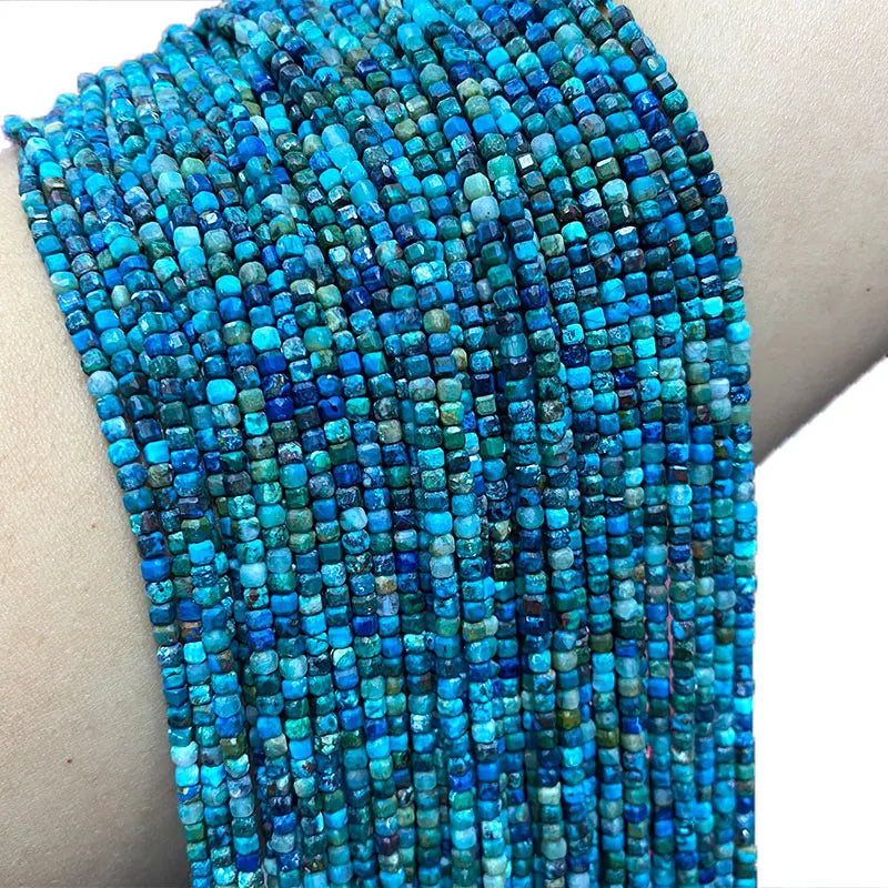 Chrysocolla Turquoise Square Gemstone Beads 2.5-3MM 15''