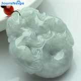 Natural Stone Double PiXiu Safety Button Pendant Necklace Lucky