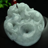 Natural Stone Double PiXiu Safety Button Pendant Necklace Lucky
