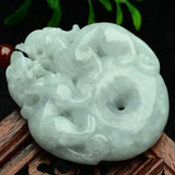 Natural Stone Double PiXiu Safety Button Pendant Necklace Lucky