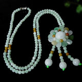 Natural Stone Sun Flower Pendant Sweater Chain Necklace for Women