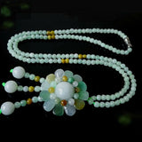 Natural Stone Sun Flower Pendant Sweater Chain Necklace for Women
