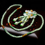 Natural Stone Sun Flower Pendant Sweater Chain Necklace for Women