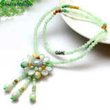 Natural Stone Sun Flower Pendant Sweater Chain Necklace for Women