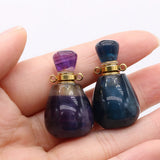 Fluorite Perfume Bottle Pendant Reiki Healing Vial for DIY Jewelry Making