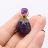 Fluorite Perfume Bottle Pendant Reiki Healing Vial for DIY Jewelry Making