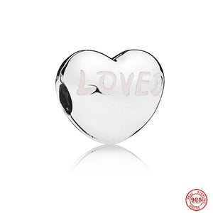 925 Silver Love Pendant Bead for Bracelet DIY Jewelry Gift