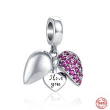 925 Silver Love Pendant Bead for Bracelet DIY Jewelry Gift