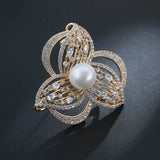 14K Solid Diamond Flower Brooch Bohemia Engagement Jewelry