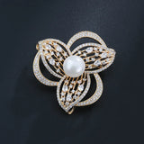 14K Solid Bohemia Diamond Brooch Flower Engagement Brooches