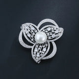 14K Solid Diamond Flower Brooch Bohemia Engagement Jewelry