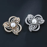 14K Solid Diamond Flower Brooch Bohemia Engagement Jewelry