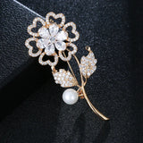S925 Silver Wedding Flower Brooch Diamond Noble Brooches