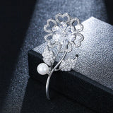 S925 Silver Wedding Flower Brooch Diamond Noble Brooches