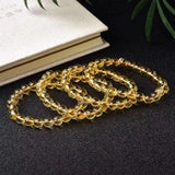 Popcorn Citrine Bracelet Yellow Gemstone Clear Round Beads Men Women Bracelet