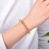 Popcorn Citrine Bracelet Yellow Gemstone Clear Round Beads Men Women Bracelet