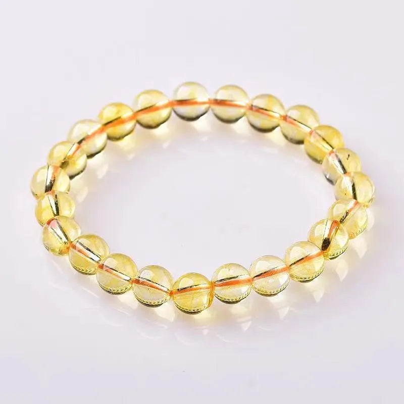 Popcorn Citrine Bracelet Yellow Gemstone Clear Round Beads Men Women Bracelet