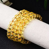 Popcorn Citrine Bracelet Yellow Gemstone Clear Round Beads Men Women Bracelet