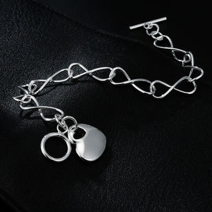 925 Silver Heart Bracelets for Women Wedding Jewelry