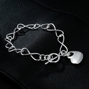 925 Silver Heart Bracelets for Women Wedding Jewelry
