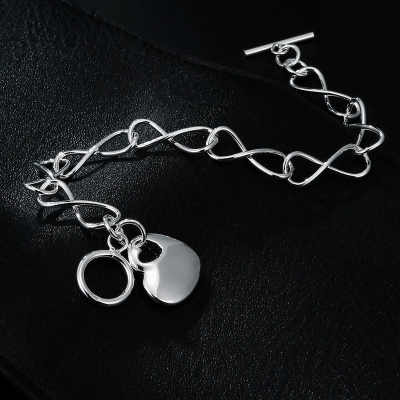 925 Silver Heart Bracelets for Women Wedding Jewelry
