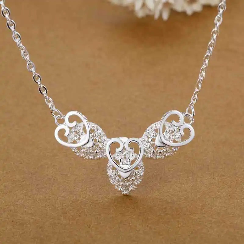 925 Silver Heart Necklace Wedding...