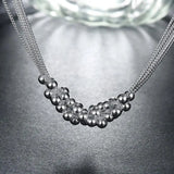 925 Silver Multi-line Tassel beads Necklace Earrings Set