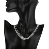 925 Silver Multi-line Tassel beads Necklace Earrings Set