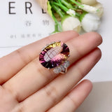 Rainbow Topaz Promise Ring 925 Silver Engagement Band