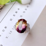 Rainbow Topaz Promise Ring 925 Silver Engagement Band