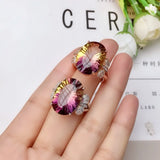 Rainbow Topaz Promise Ring 925 Silver Engagement Band