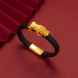 18K Leather Rope Bracelet for Men