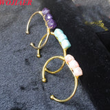 Retro Tigers Eye Quartzs Stone Bangle Bracelet for Women Girls