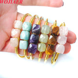 Retro Tigers Eye Quartzs Stone Bangle Bracelet for Women Girls