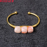 Retro Tigers Eye Quartzs Stone Bangle Bracelet for Women Girls