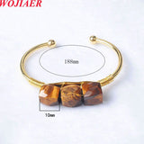 Retro Tigers Eye Quartzs Stone Bangle Bracelet for Women Girls