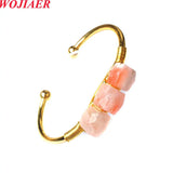 Retro Tigers Eye Quartzs Stone Bangle Bracelet for Women Girls