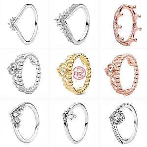 925 Silver Heart Crown Zircon Ring Women Infinite Charms Jewelry