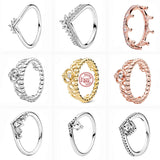 925 Silver Heart Crown Zircon Ring Women Infinite Charms Jewelry