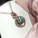 S925 Silver Necklace with Natural Emerald Green Gemstone Pendant